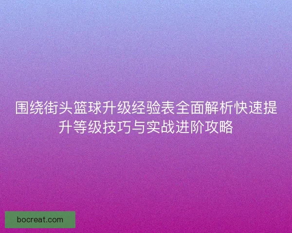 围绕街头篮球升级经验表全面解析快速提升等级技巧与实战进阶攻略