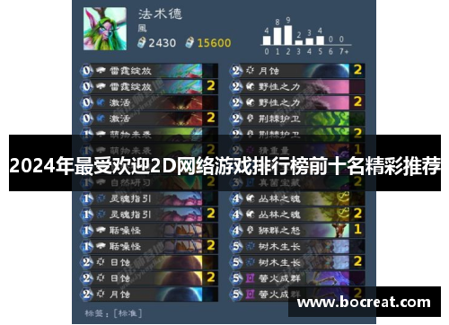 2024年最受欢迎2D网络游戏排行榜前十名精彩推荐